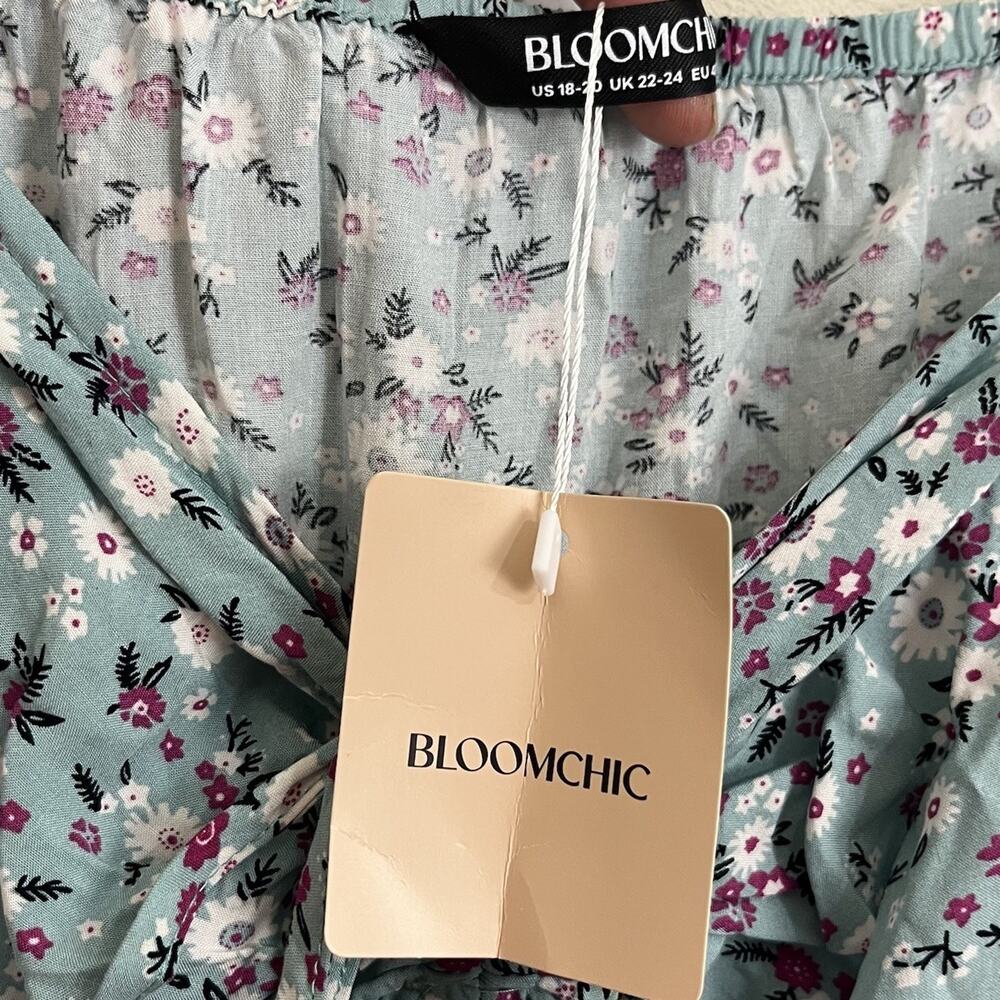 NWT BloomChic Ditsy Floral Tiered Midi Dress 18/20 Plus Sweetheart Blue - Picture 4 of 5
